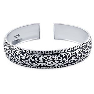 New Sterling Silver Flower Garden Bangle Bracelet